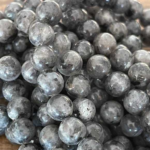 8mm Larvikite Stone Bead Strands - Black Labradorite - Picture 2 of 4